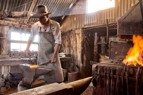 The Outback Blacksmith at work in the Flinders Ranges